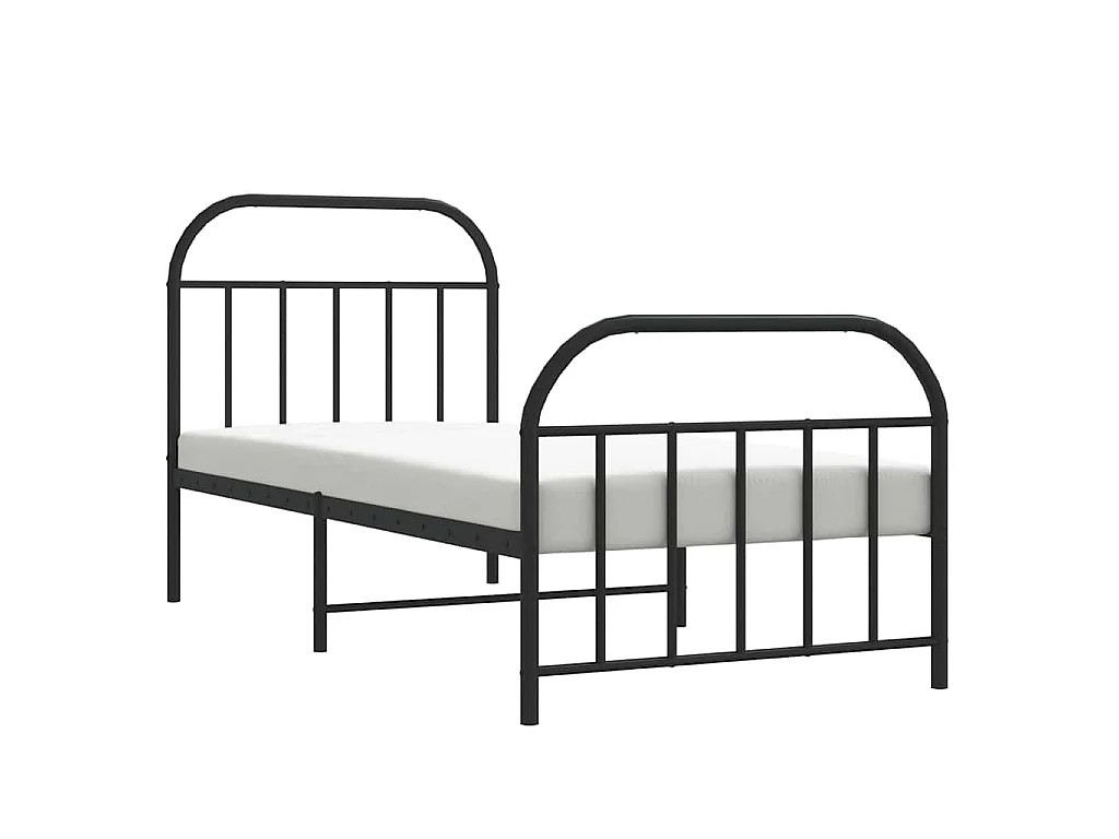 Cadre de lit métal sans matelas avec pied de lit noir 90x200 cm
