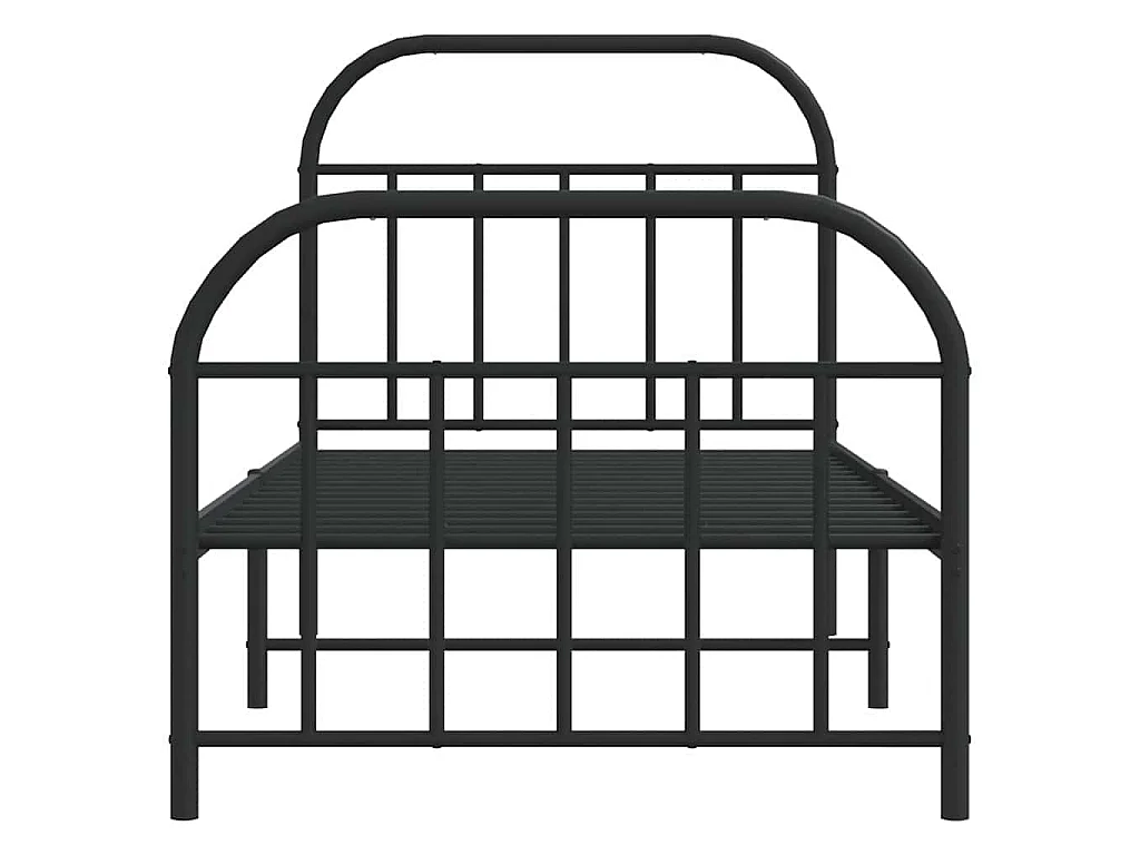 Cadre de lit métal sans matelas avec pied de lit noir 90x200 cm