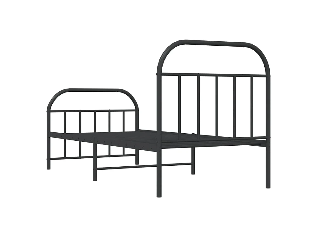 Cadre de lit métal sans matelas avec pied de lit noir 90x200 cm