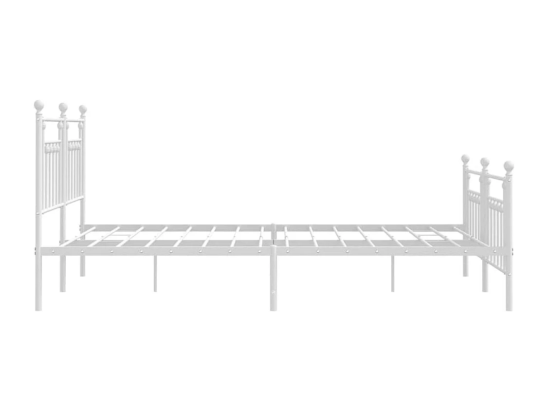 Cadre de lit métal sans matelas et pied de lit blanc 160x200 cm