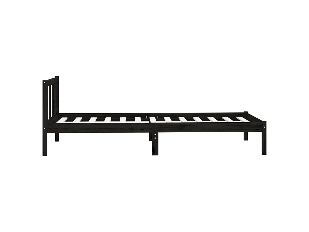 Bedframe massief grenenhout zwart 75x190 cm