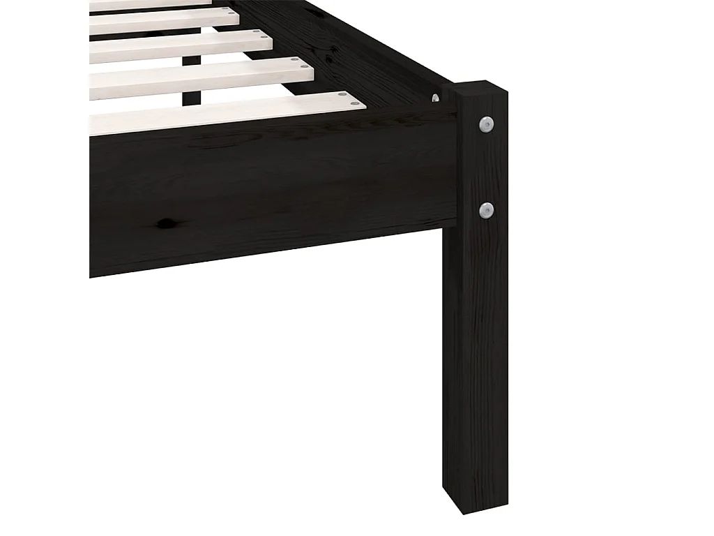 Bedframe massief grenenhout zwart 75x190 cm