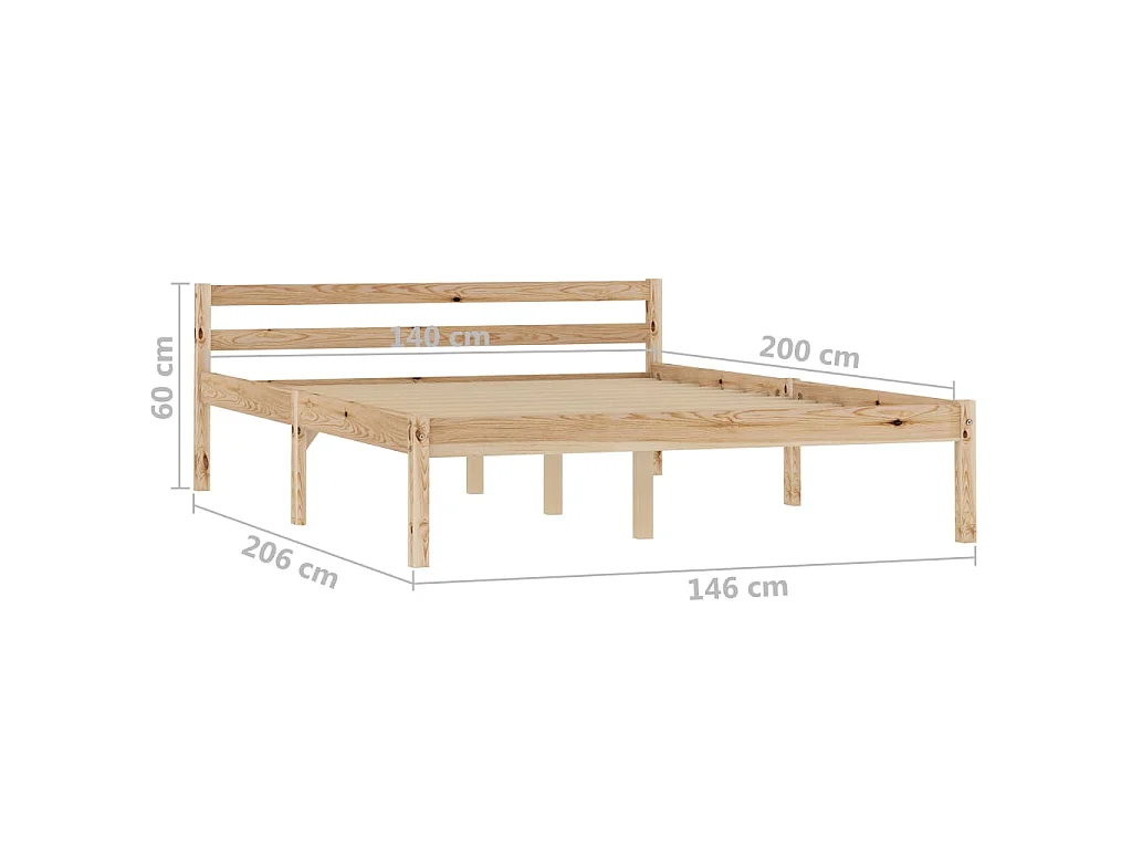 Estrutura de cama 140x200 cm madeira pinho maciço