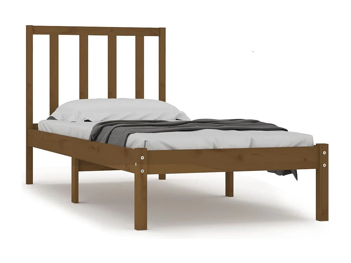 Estrutura de cama 100x200 cm madeira pinho maciço castanho mel