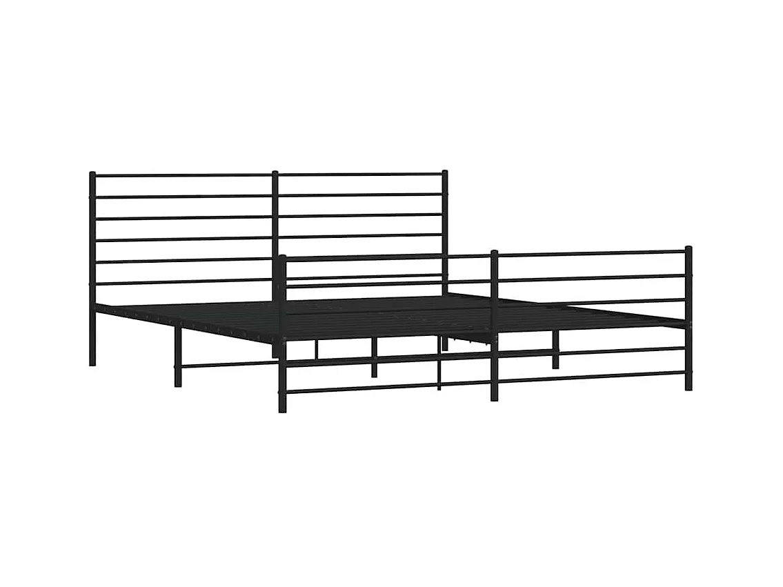 Cadre de lit métal sans matelas avec pied de lit noir 193x203cm