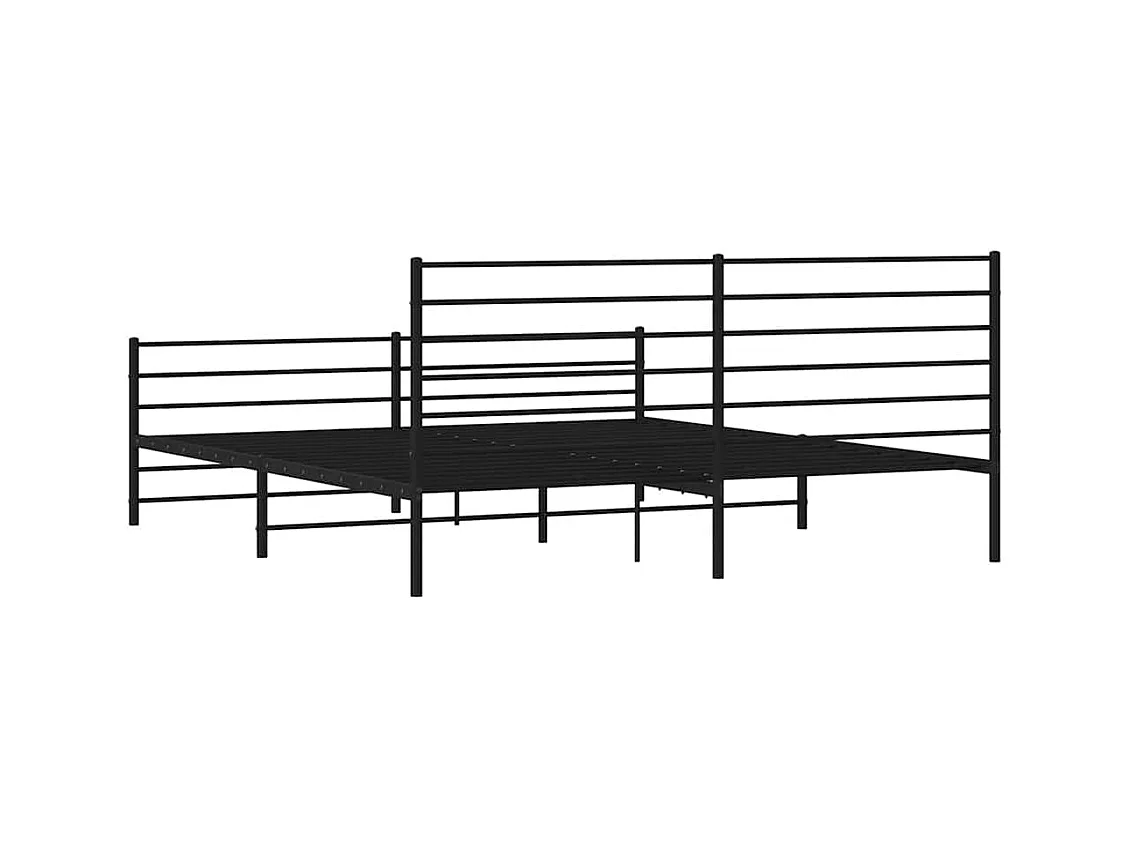 Cadre de lit métal sans matelas avec pied de lit noir 193x203cm