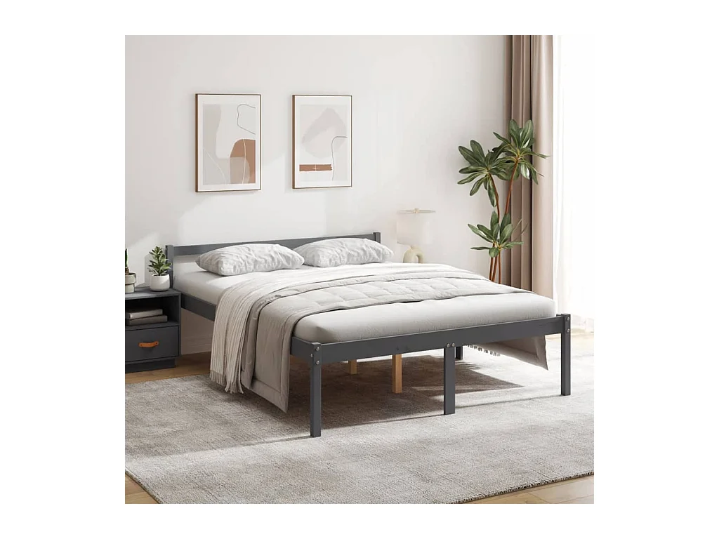 Lit pour personne âgée sans matelas 150x200 cm bois pin massif