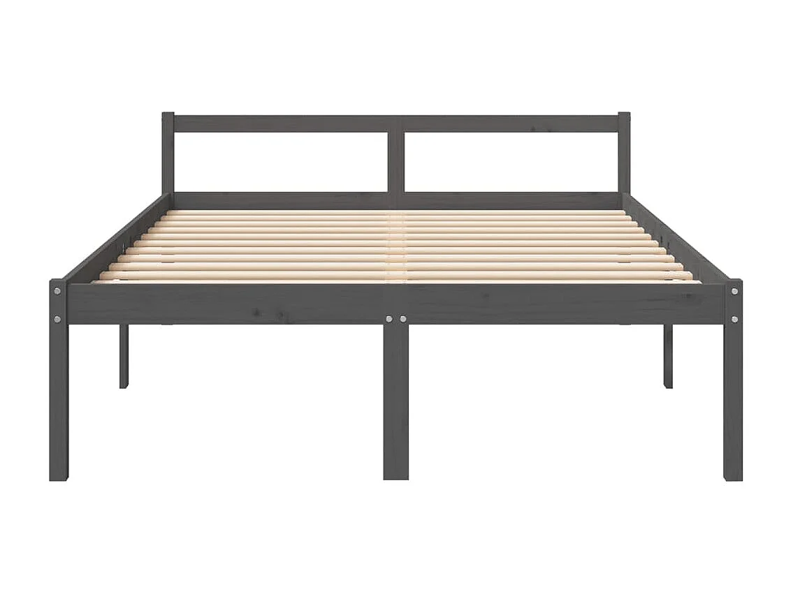 Seniorenbett Grau 150x200 cm Massivholz Kiefer