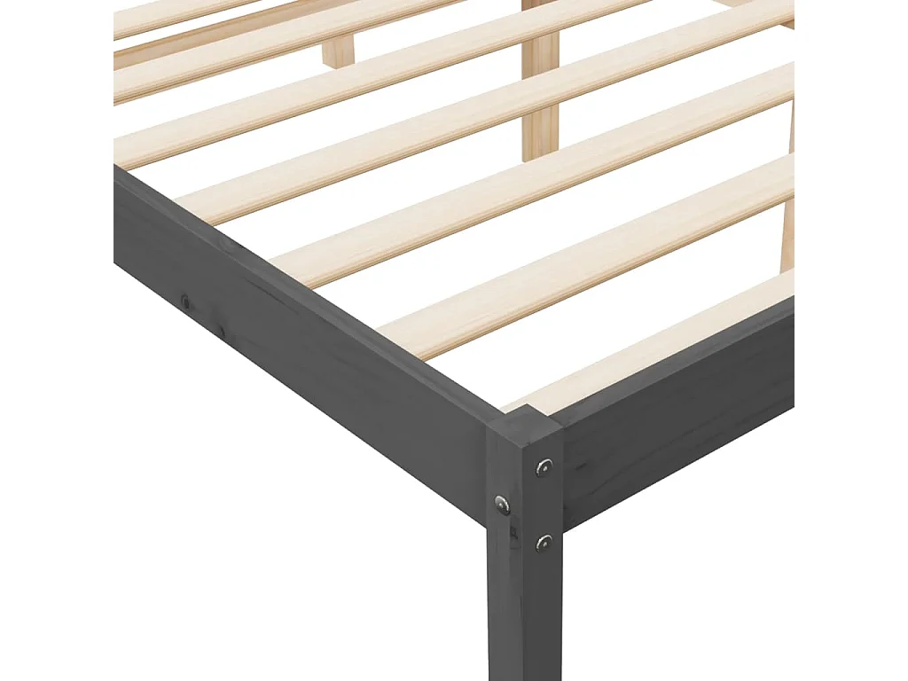 Seniorenbett Grau 150x200 cm Massivholz Kiefer