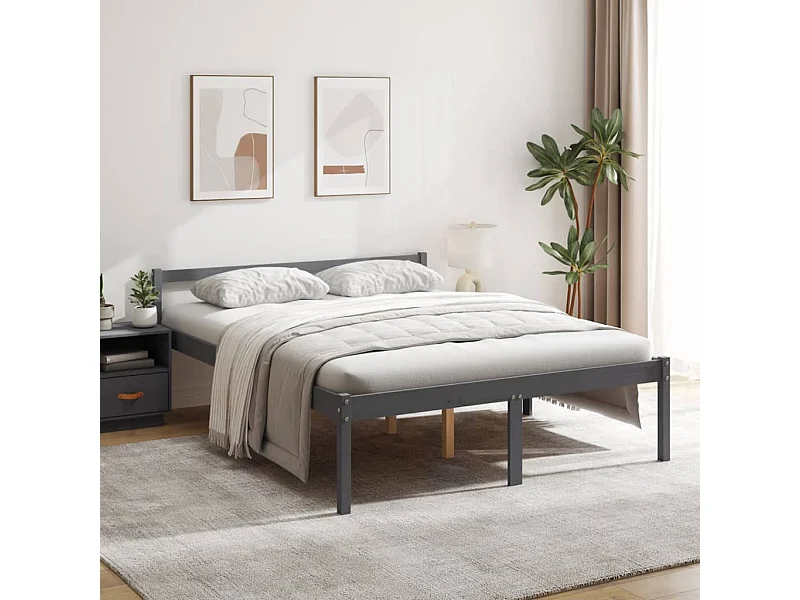 Cama para idosos king size 150x200 cm pinho maciço cinza