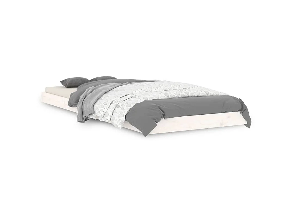 Cadre de lit sans matelas blanc 75x190 cm bois de pin massif