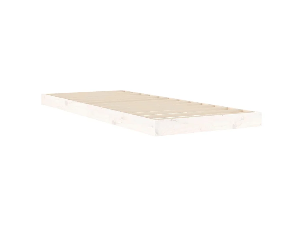 Cadre de lit sans matelas blanc 75x190 cm bois de pin massif