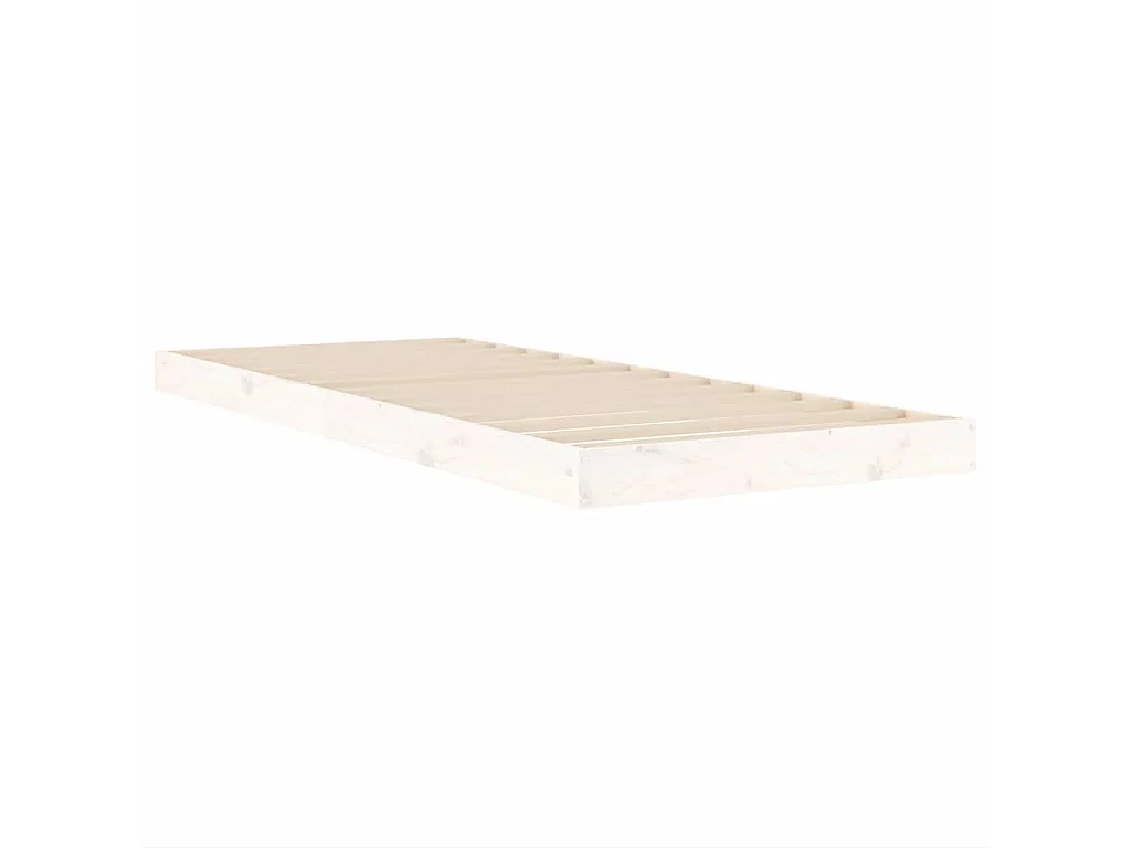 Cadre de lit sans matelas blanc 75x190 cm bois de pin massif