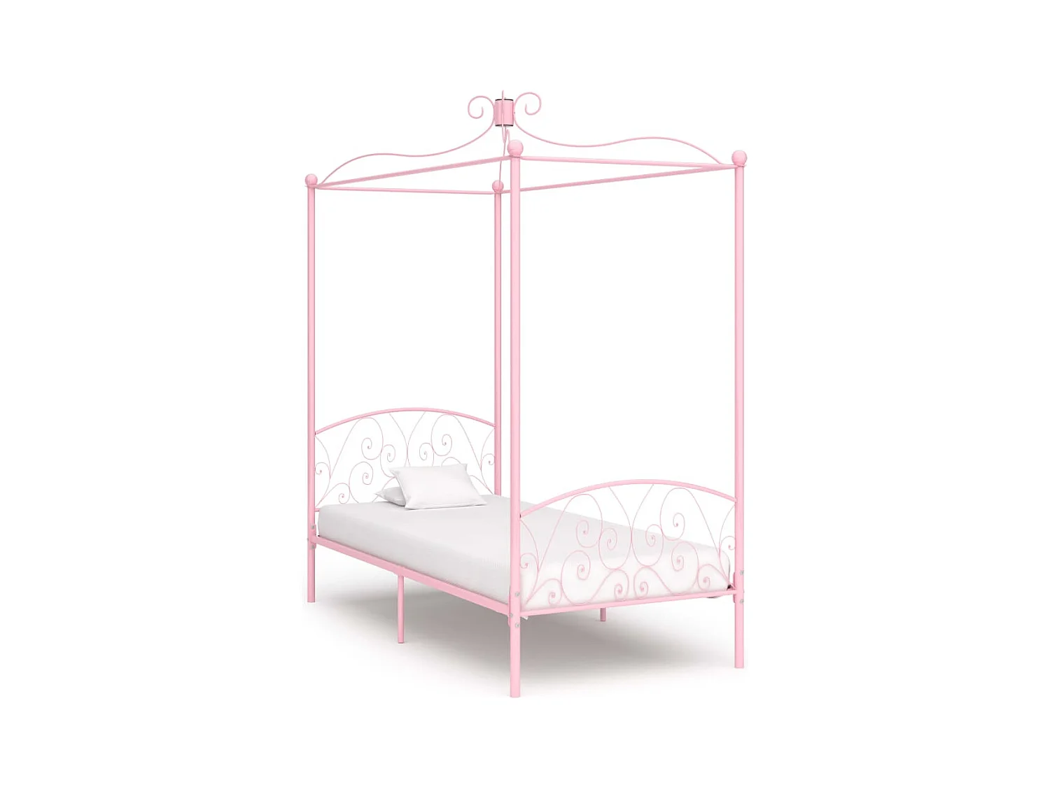 Cadre de lit à baldaquin sans matelas rose métal 90x200 cm
