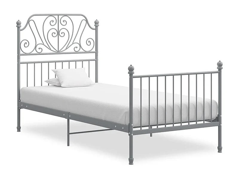 Cadre de lit sans matelas gris métal 90x200 cm