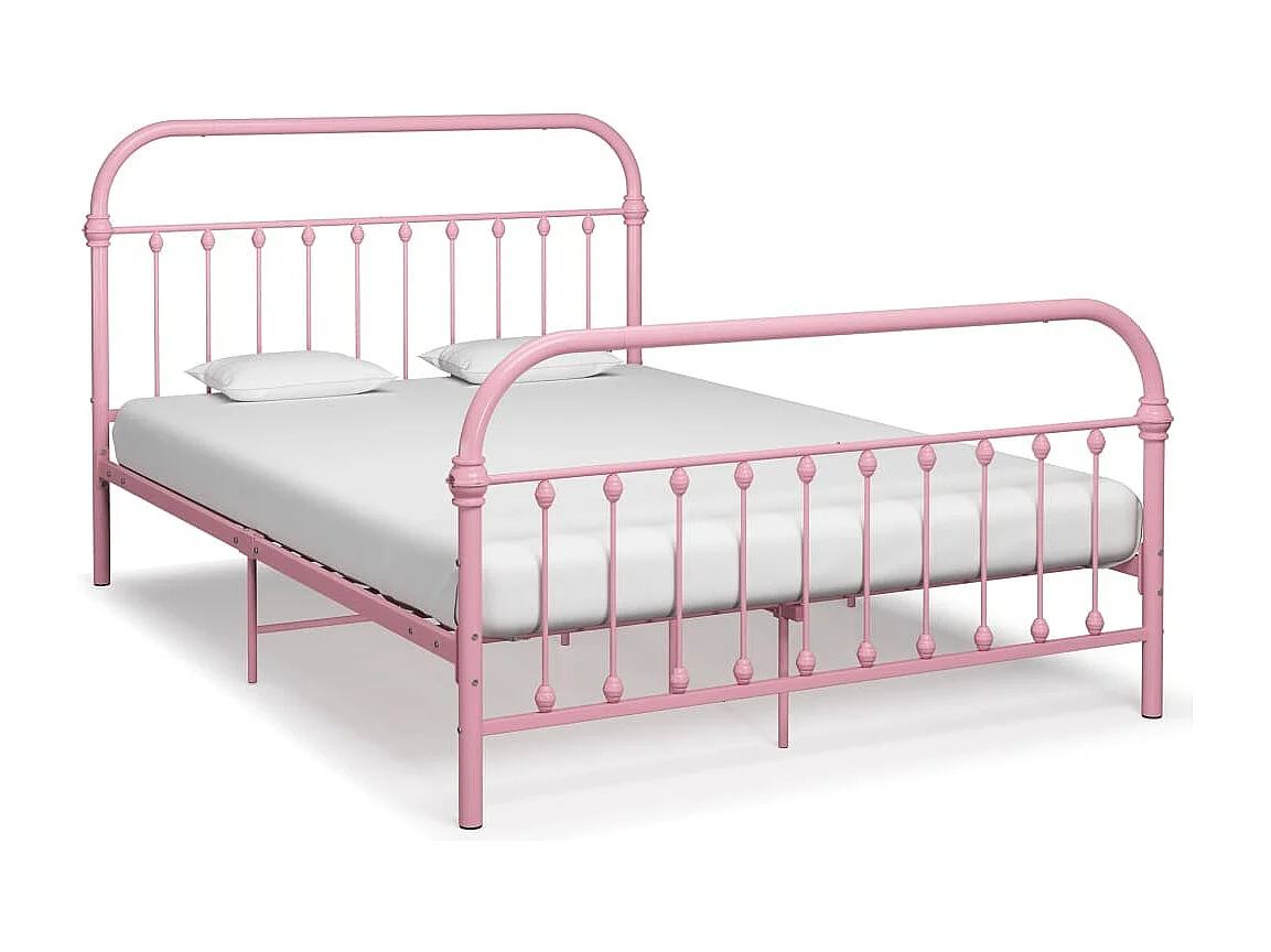 Cadre de lit sans matelas rose métal 140x200 cm