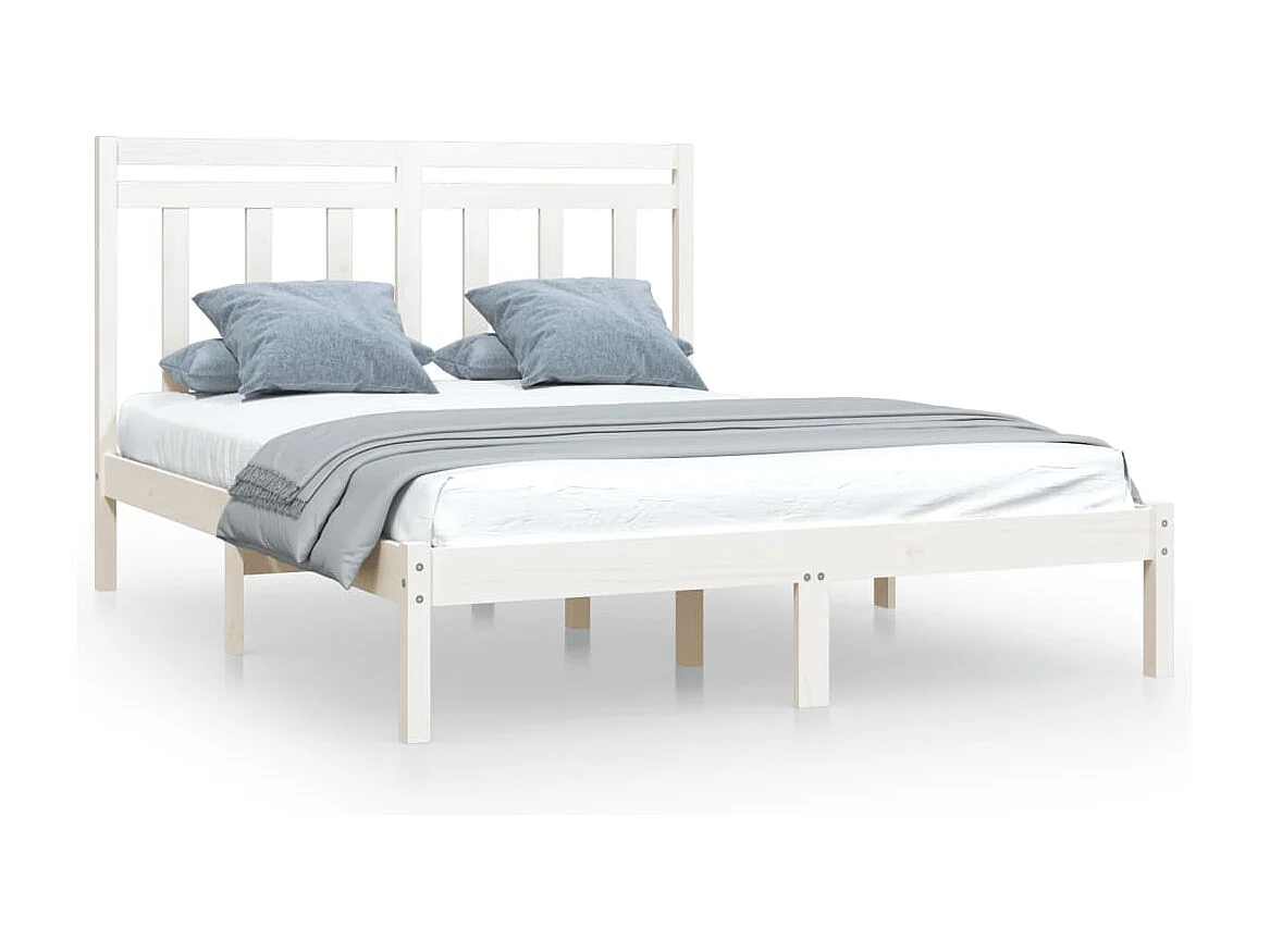 Bedframe massief hout wit 160x200 cm