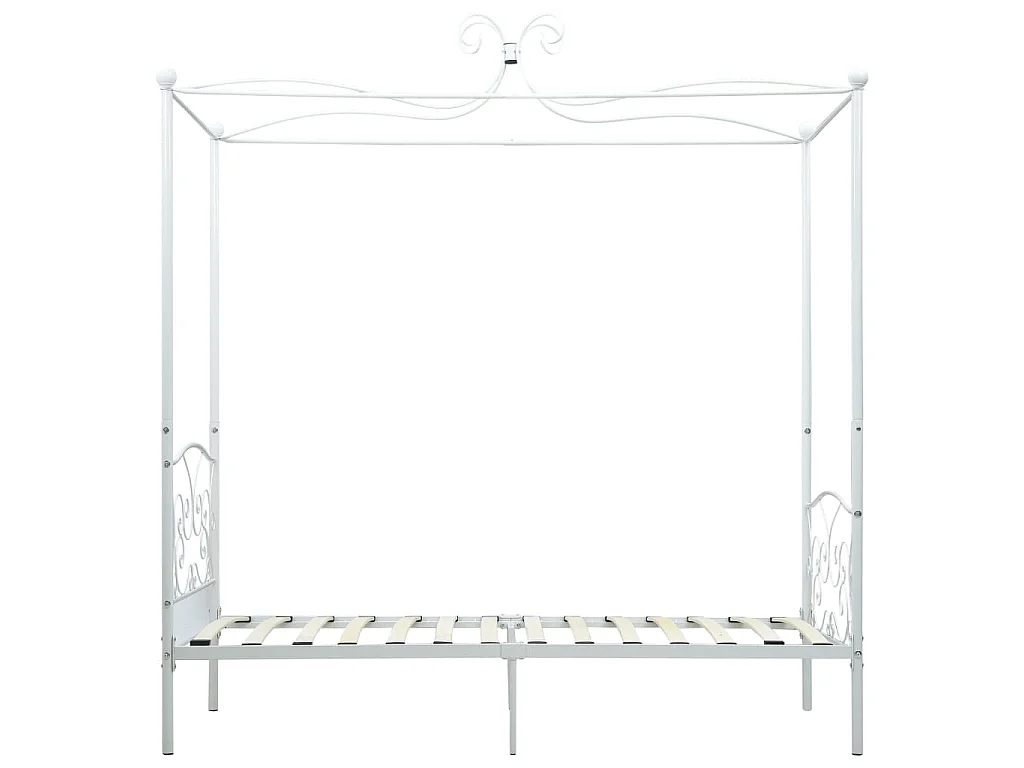 Cadre de lit à baldaquin sans matelas blanc métal 90x200 cm