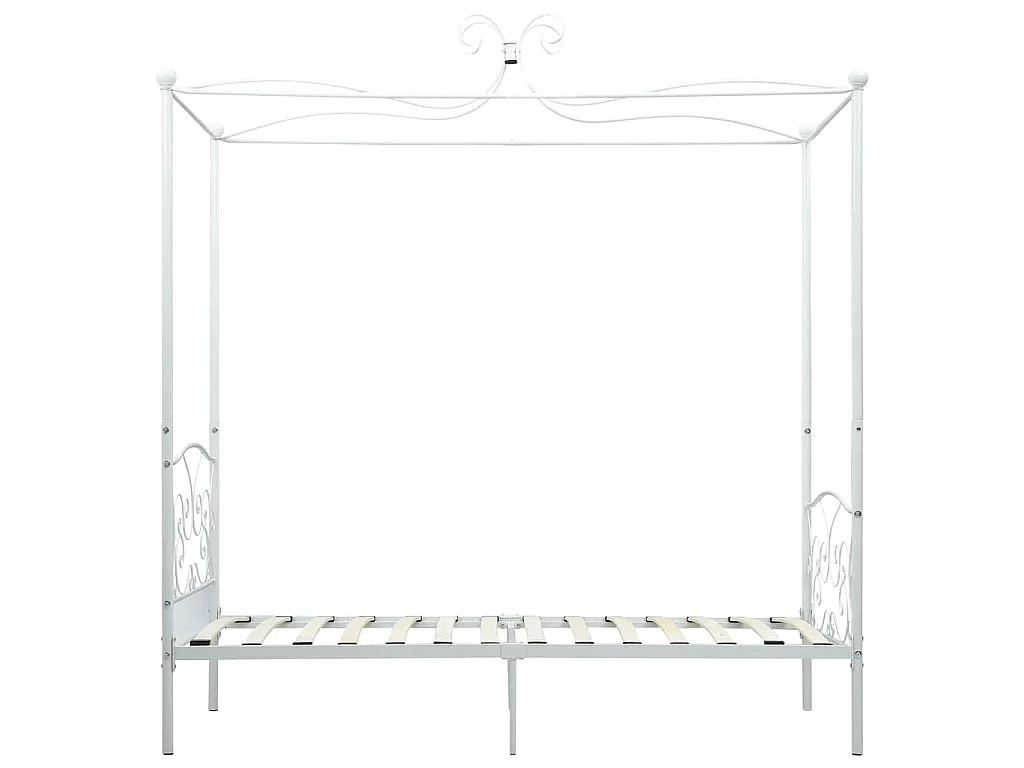 Cadre de lit à baldaquin sans matelas blanc métal 90x200 cm