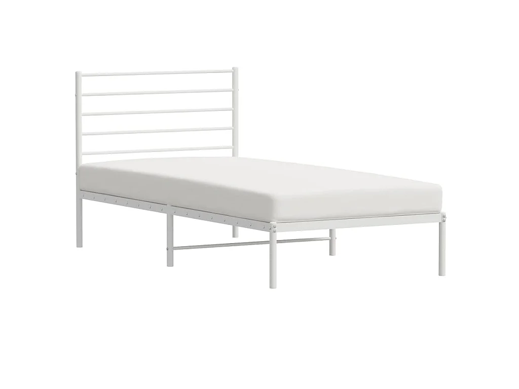 Cadre de lit métal sans matelas et tête de lit blanc 107x203 cm