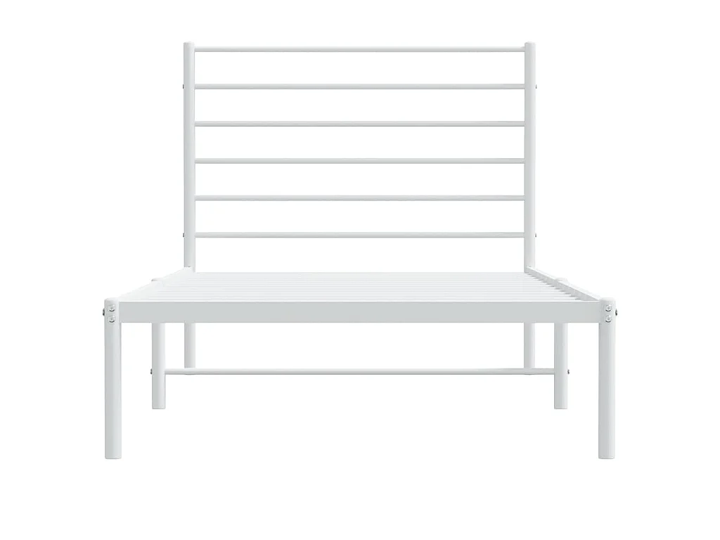 Cadre de lit métal sans matelas et tête de lit blanc 107x203 cm