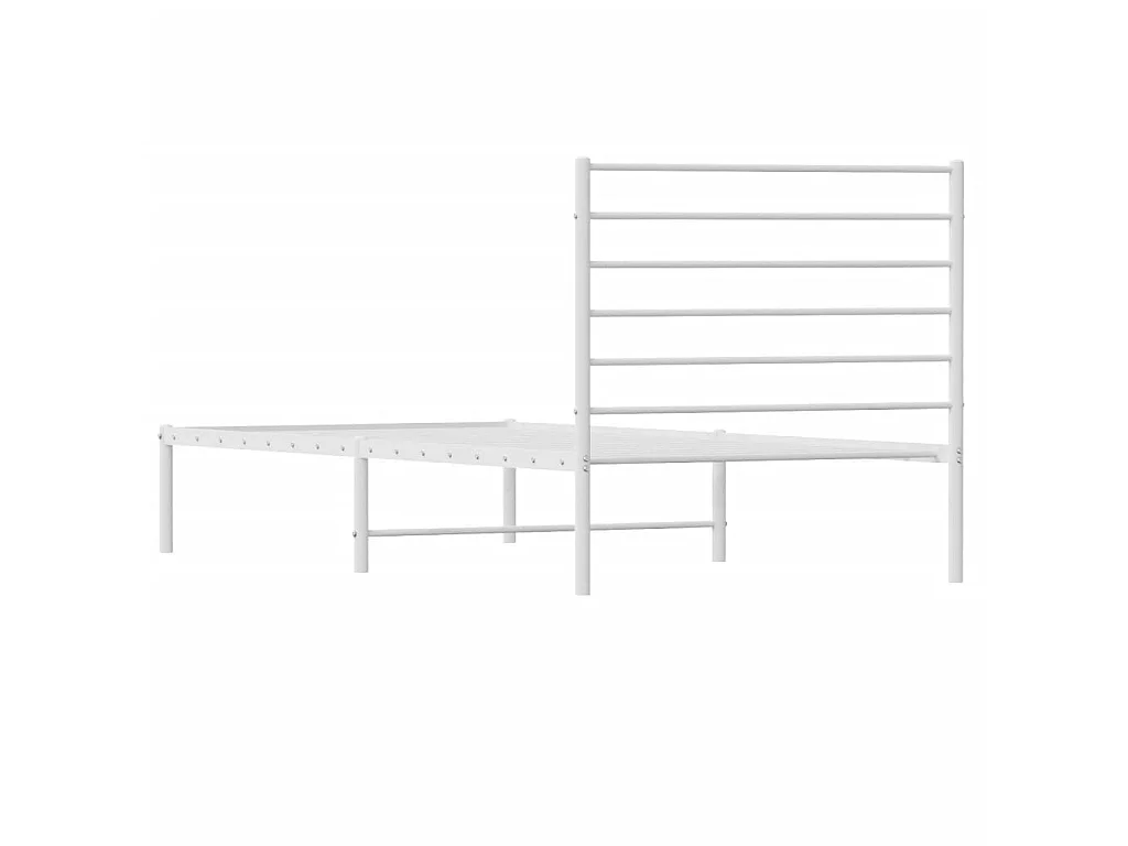 Cadre de lit métal sans matelas et tête de lit blanc 107x203 cm