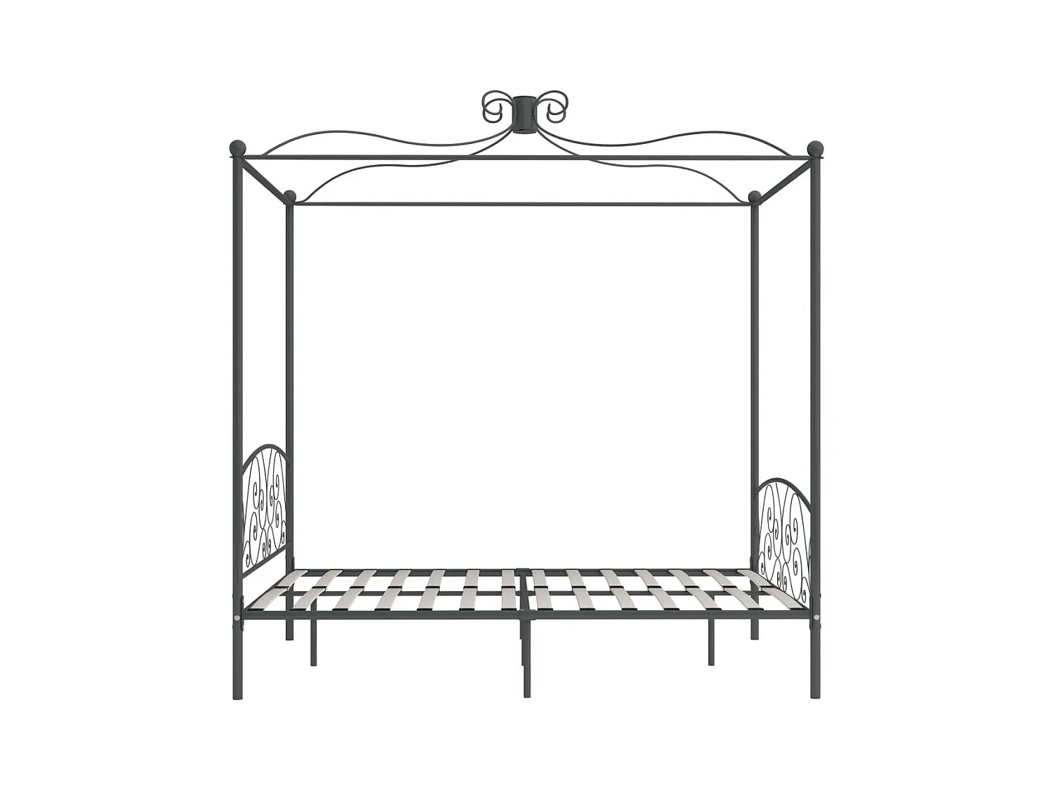 Cadre de lit à baldaquin sans matelas gris métal 160x200 cm