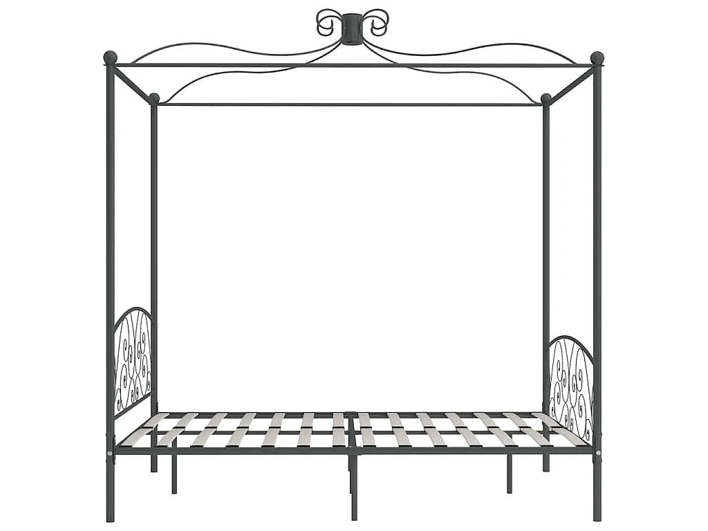 Cadre de lit à baldaquin sans matelas gris métal 160x200 cm