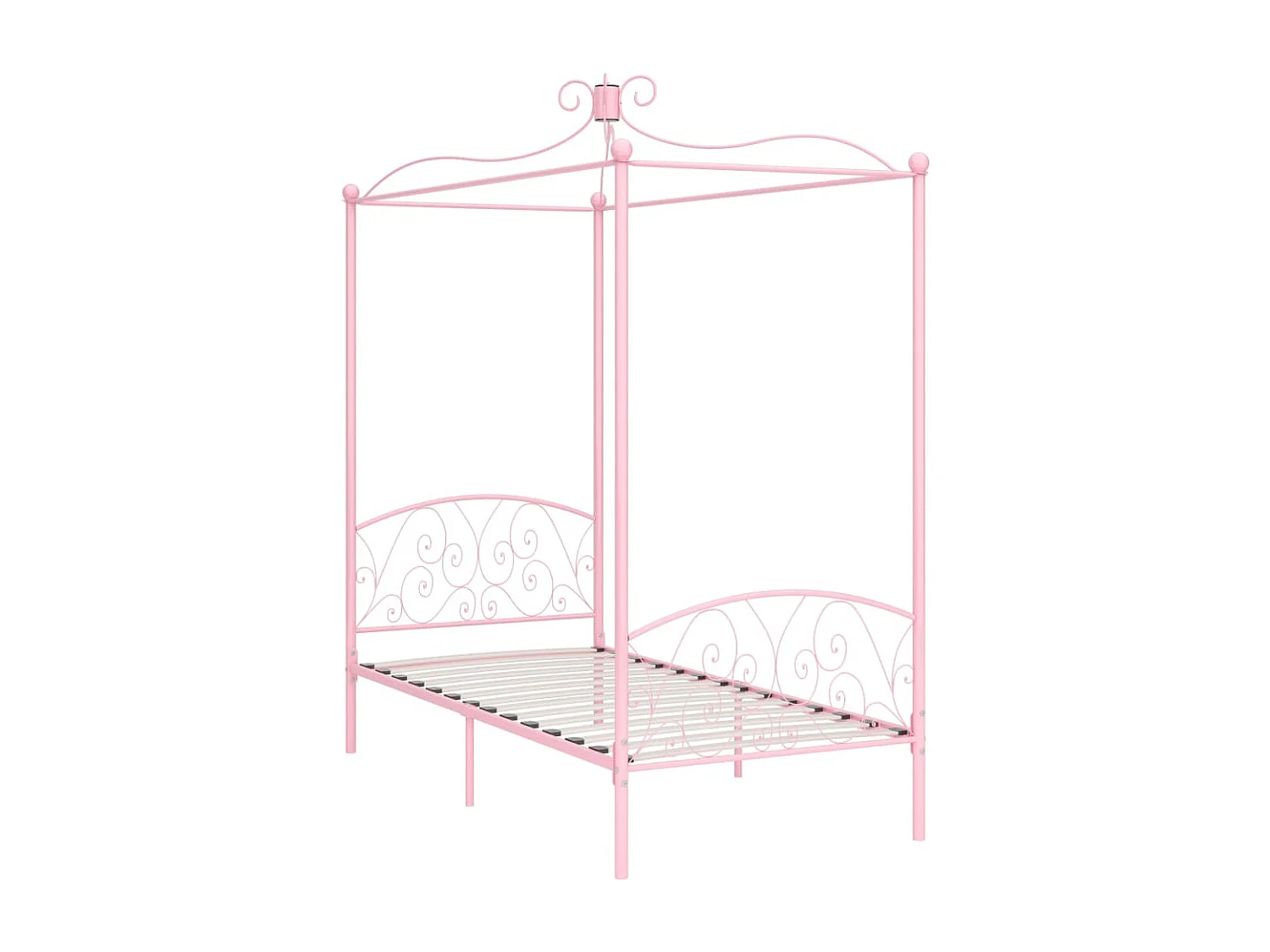 Cadre de lit à baldaquin sans matelas rose métal 100x200 cm