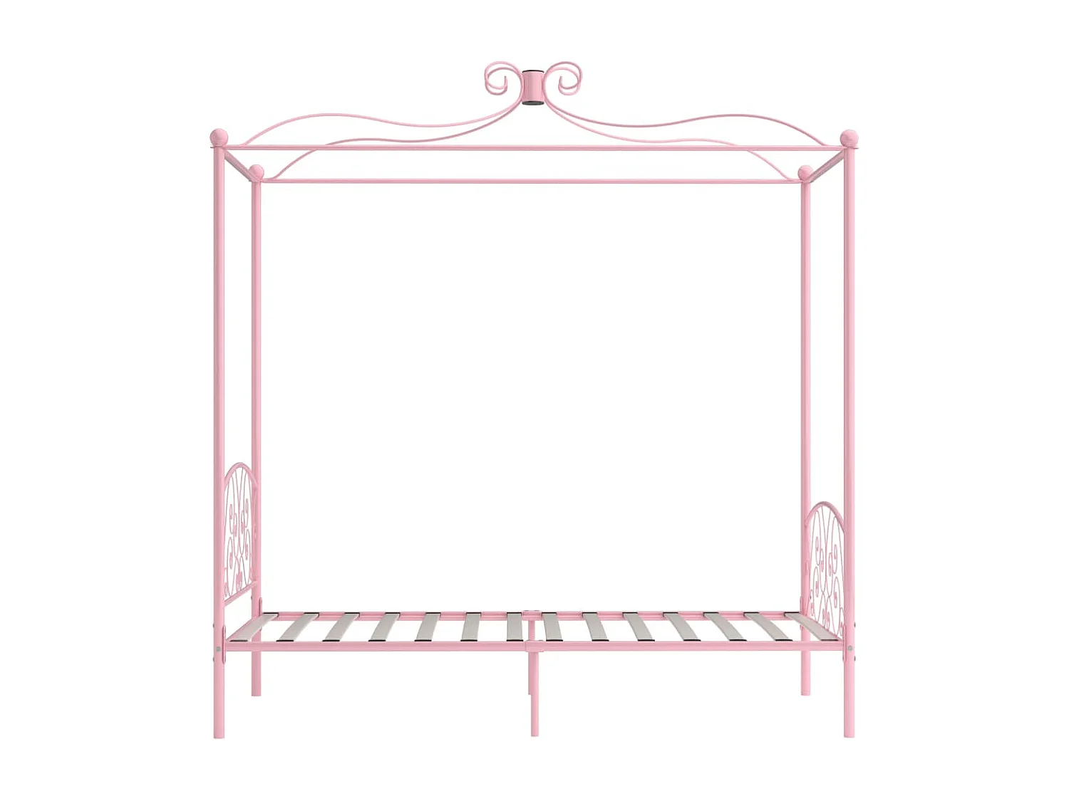 Cadre de lit à baldaquin sans matelas rose métal 100x200 cm