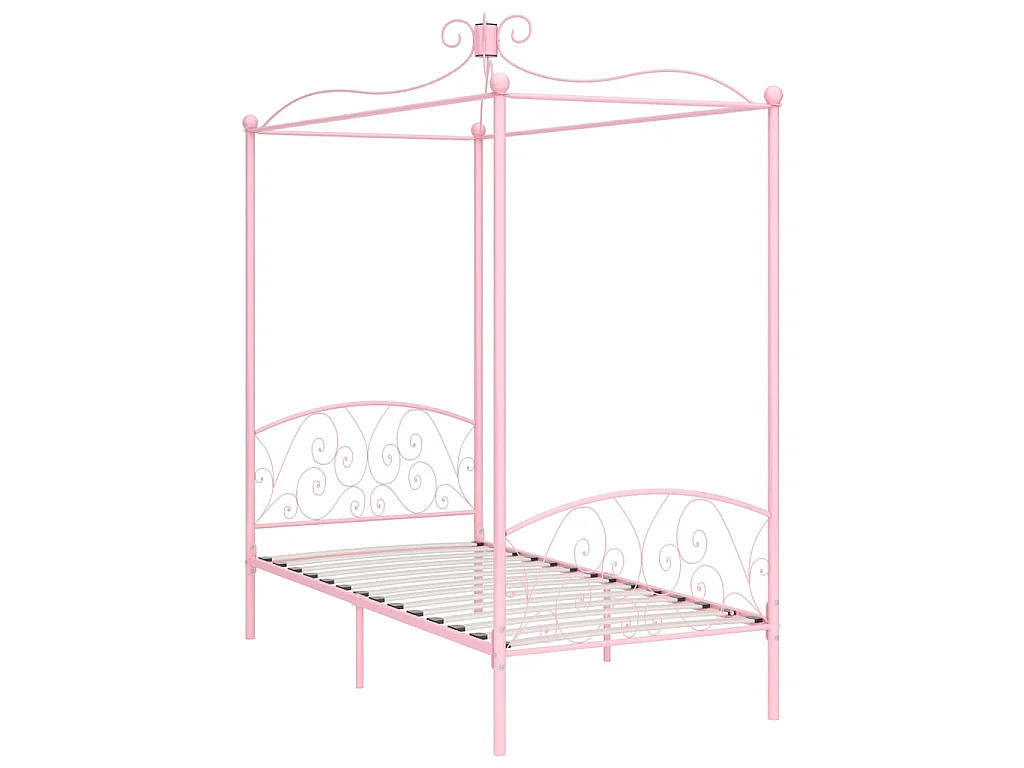 Cadre de lit à baldaquin sans matelas rose métal 100x200 cm