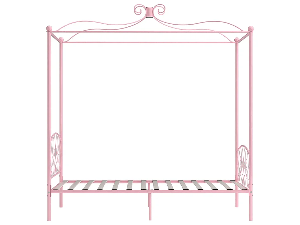 Cadre de lit à baldaquin sans matelas rose métal 100x200 cm
