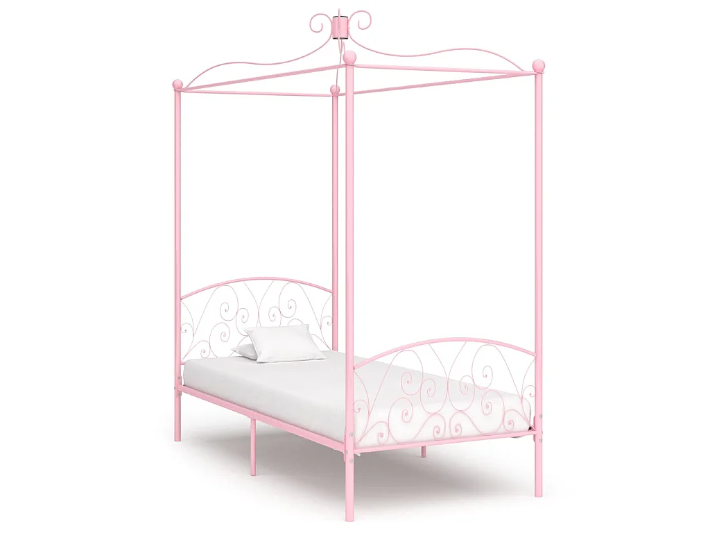Hemelbedframe metaal roze 100x200 cm