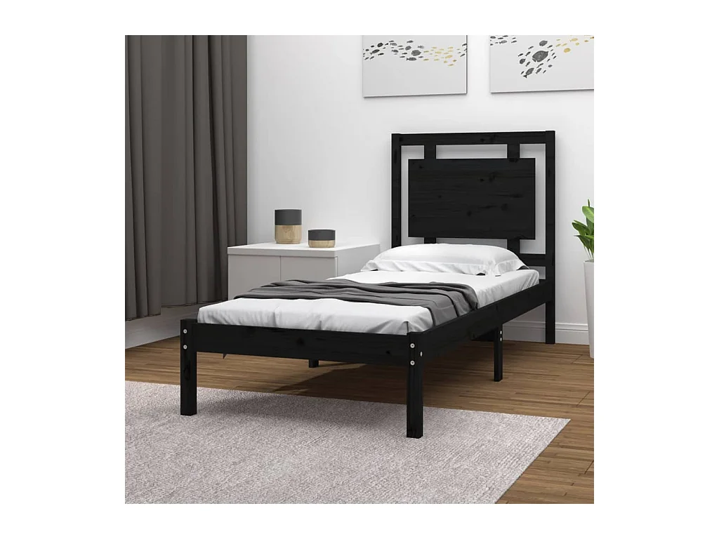 Giroletto in Legno Massello Nero 75x190 cm Small Single