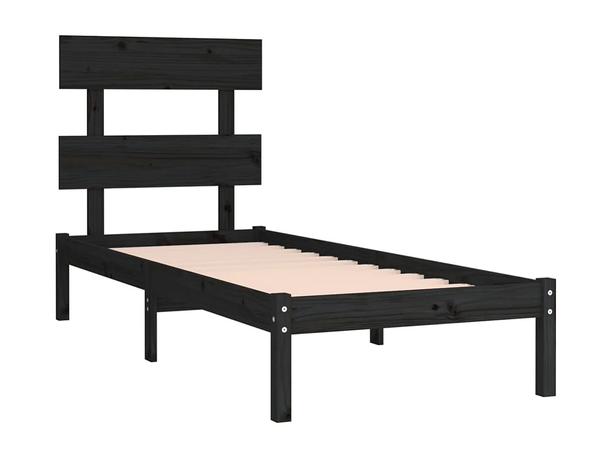Cadre de lit sans matelas noir 75x190 cm bois massif