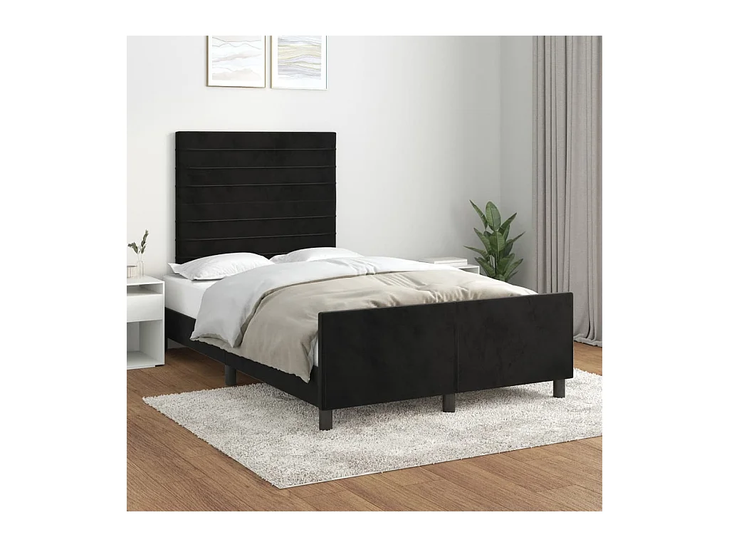 Cadre de lit sans matelas noir 120x200 cm velours