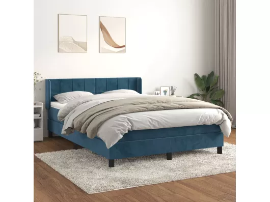 Kauf Unique Boxspringbett mit Matratze Dunkelblau 140x190 cm Samt