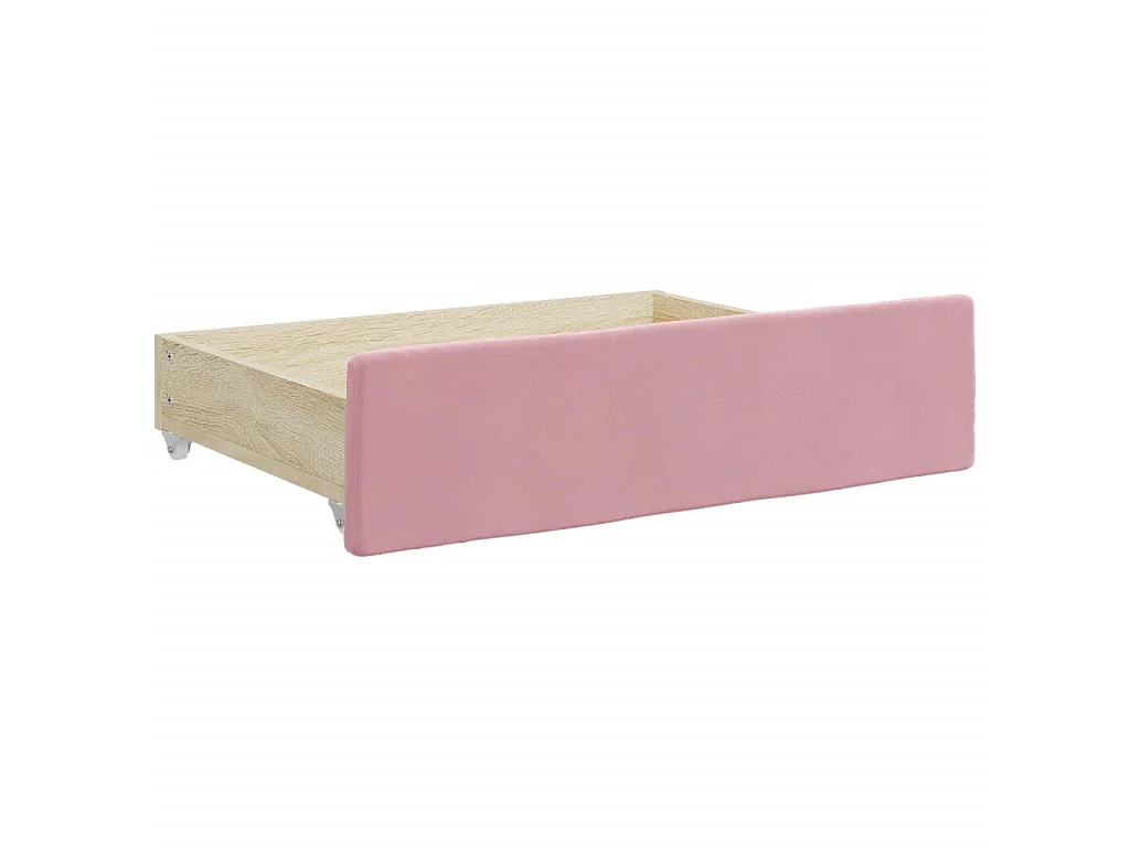 Lit de jour avec gigogne et tiroirs rose 90x200 cm velours