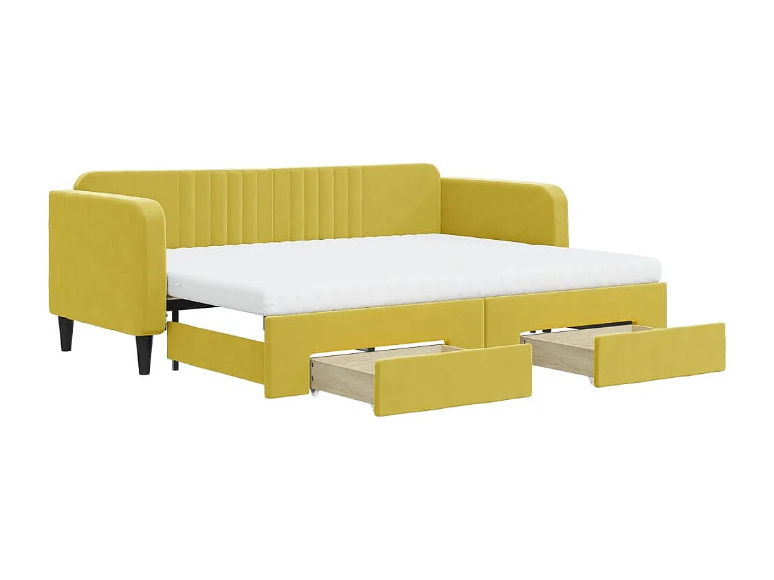 Sofá-cama com gavetão e gavetas 80x200 cm veludo amarelo