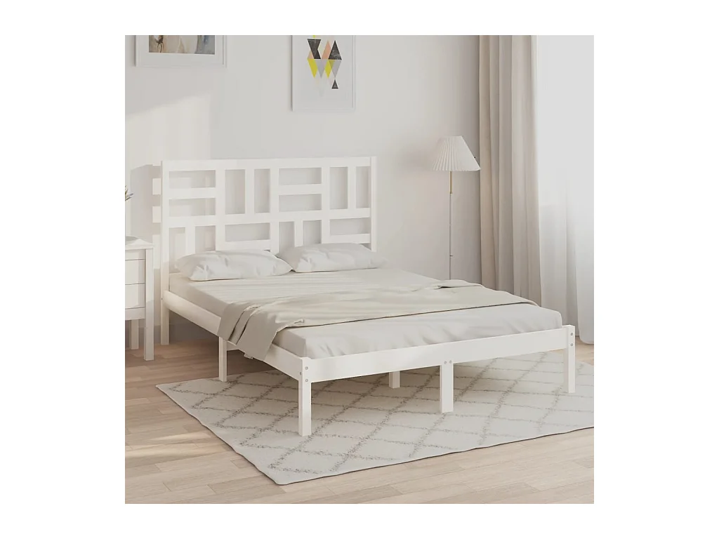 Bedframe massief hout wit 120x200 cm