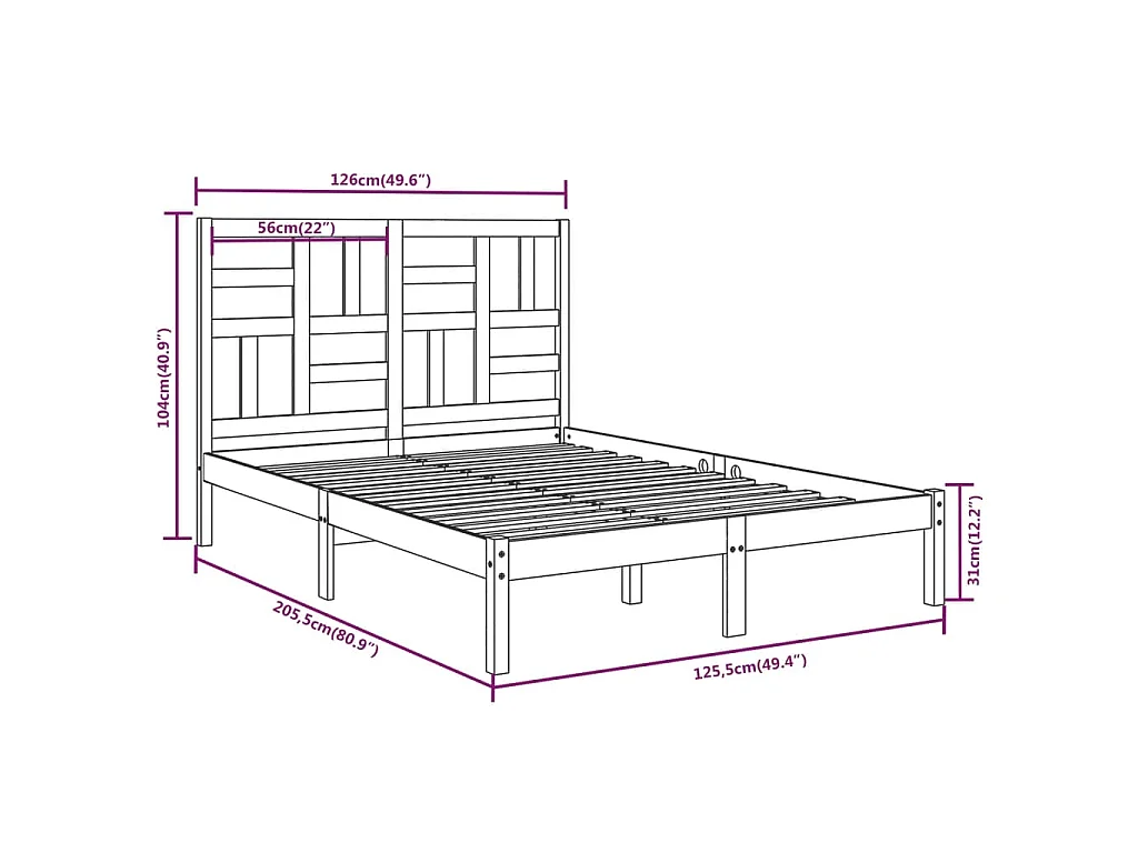 Massivholzbett Weiß 120x200 cm