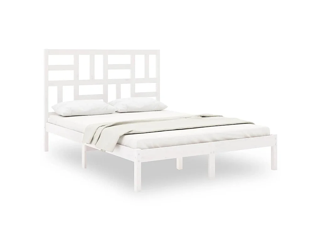 Bedframe massief hout wit 120x200 cm