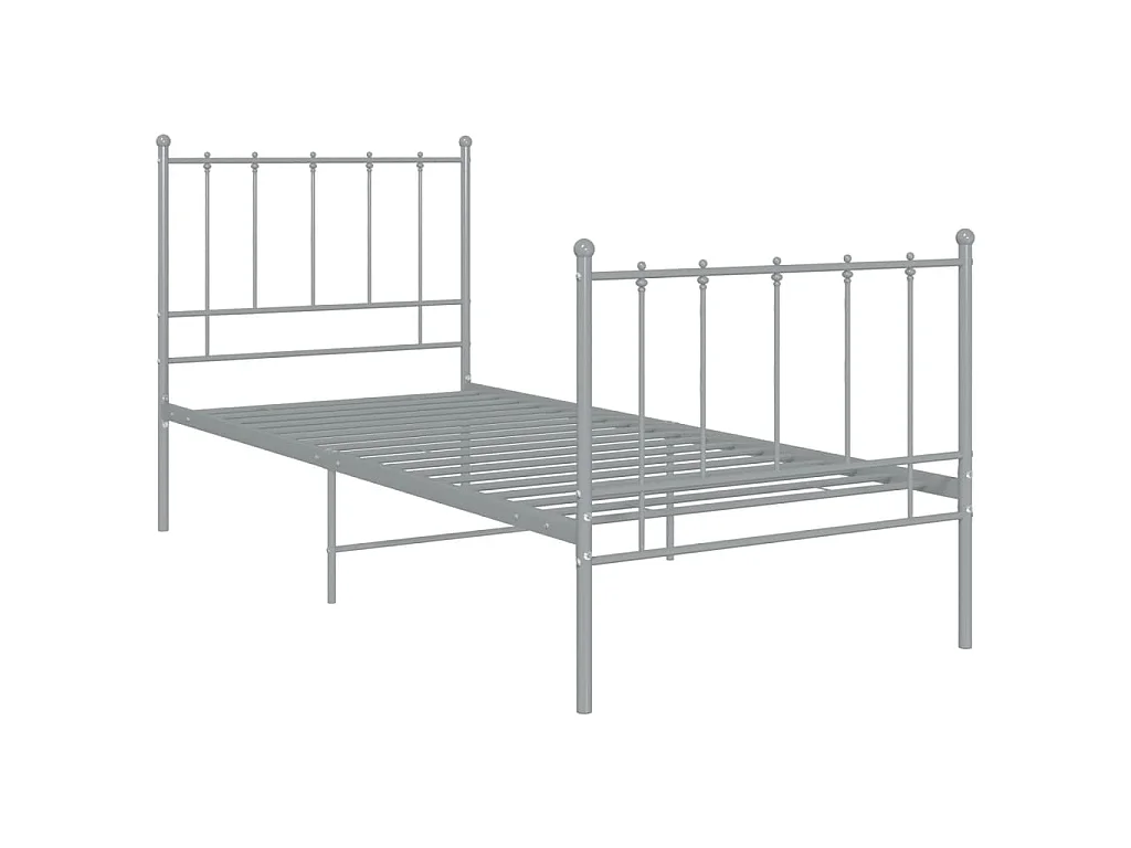 Cadre de lit sans matelas gris métal 100x200 cm