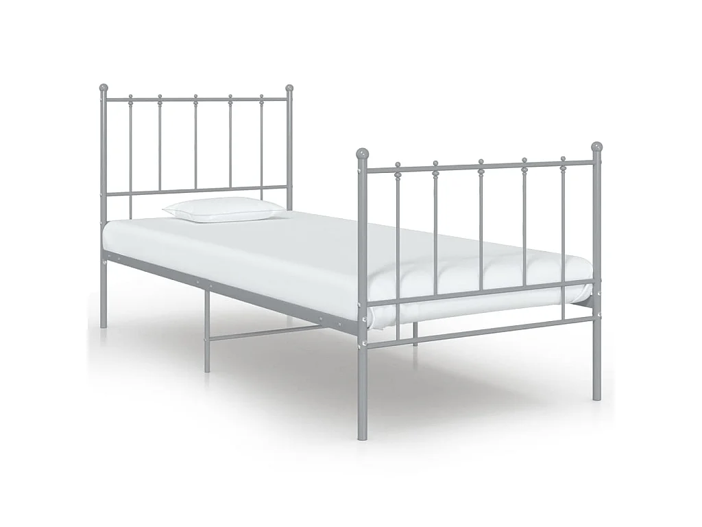 Cadre de lit sans matelas gris métal 100x200 cm