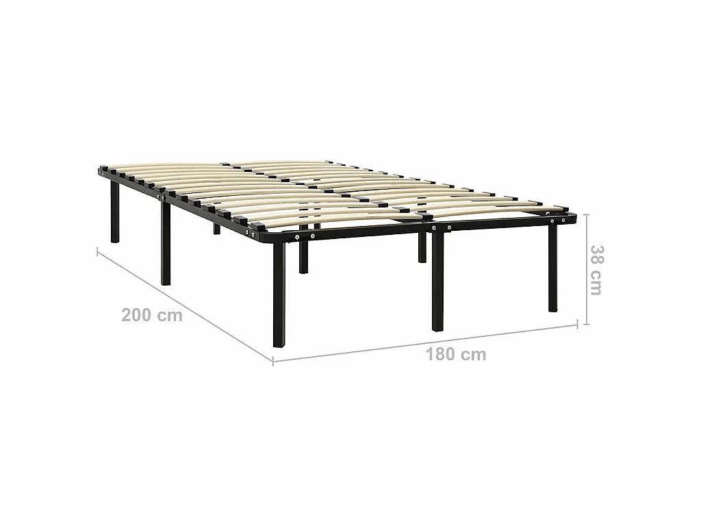 Cadre de lit sans matelas noir métal 180x200 cm