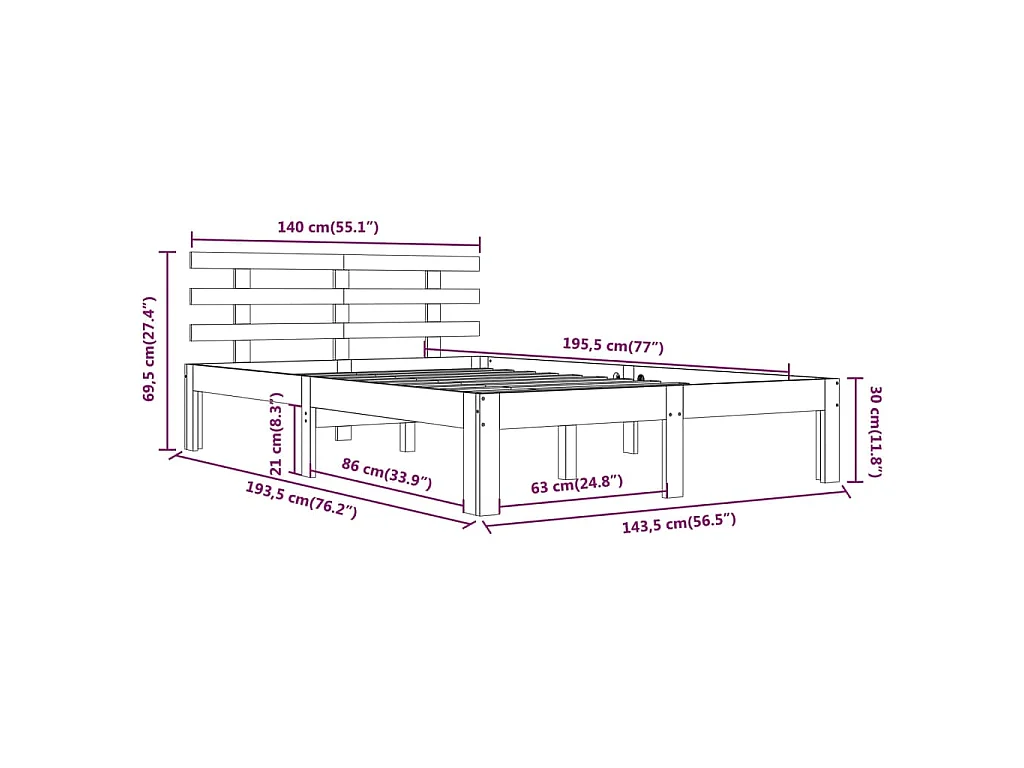 Cadre de lit sans matelas 140x190 cm