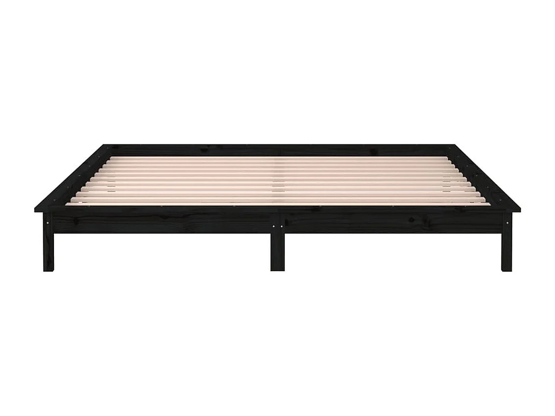 Giroletto con LED Nero 140x190 cm in Legno Massello