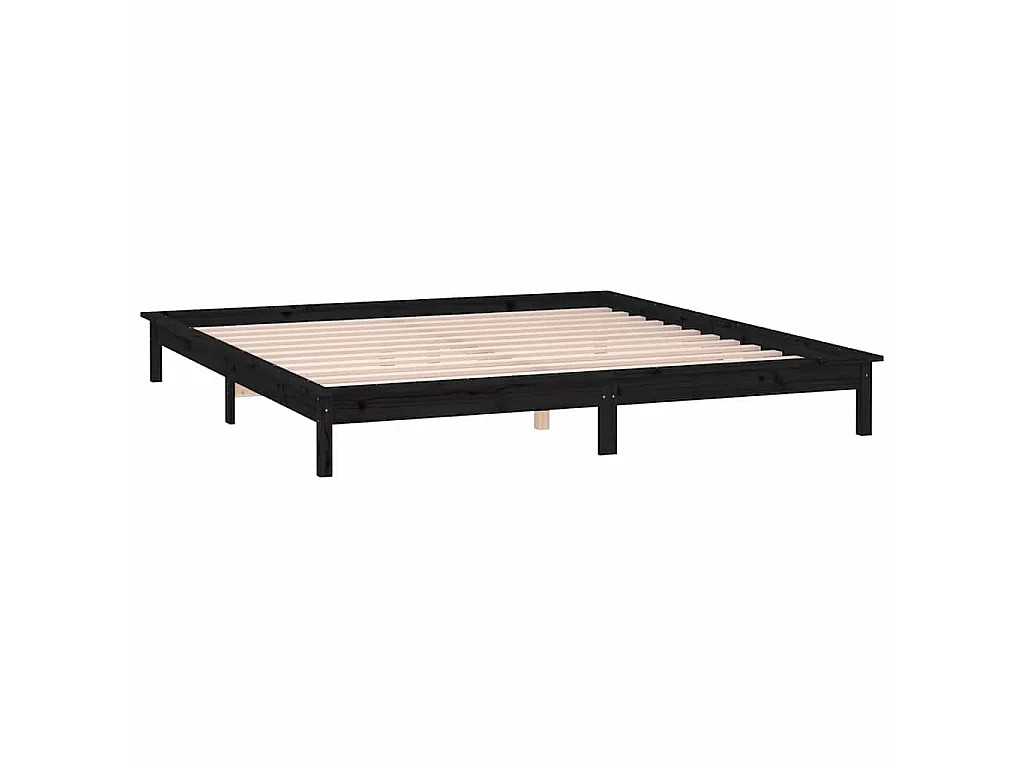 Massivholzbett mit LEDs Schwarz 140x190 cm