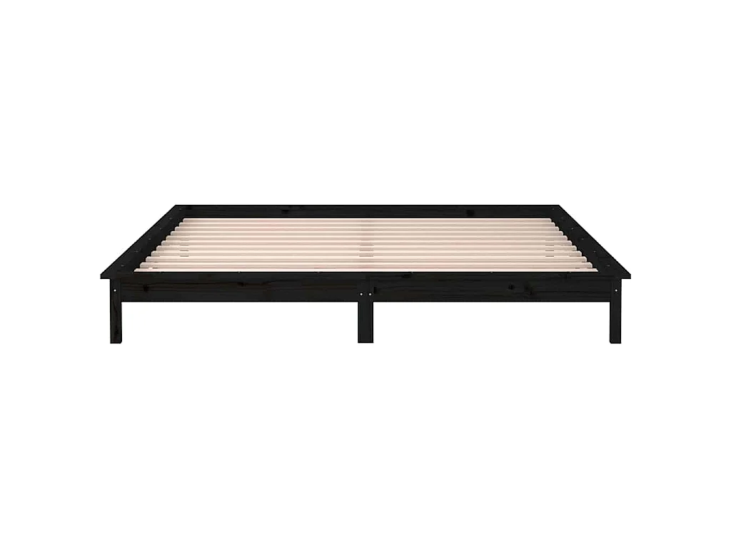 Massivholzbett mit LEDs Schwarz 140x190 cm