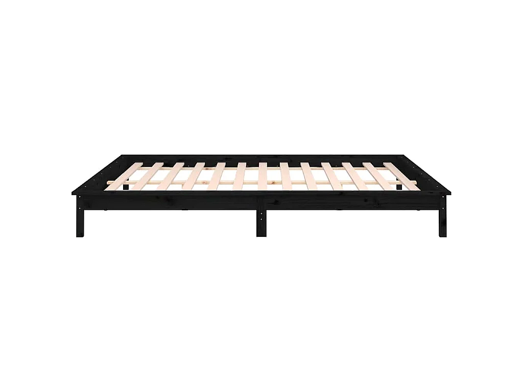 Massivholzbett mit LEDs Schwarz 140x190 cm